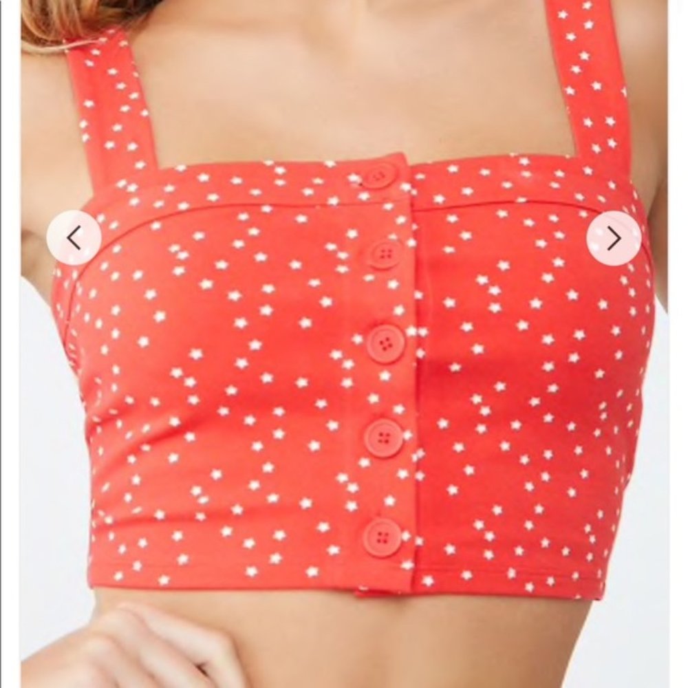 Forever 21 Red Star Crop Top
